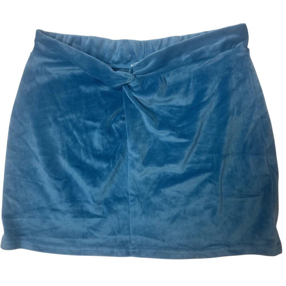 Aerie Velour Twist Front Mini Skirt Blue Teal Women’s Size Small Soft Lounge Y2K